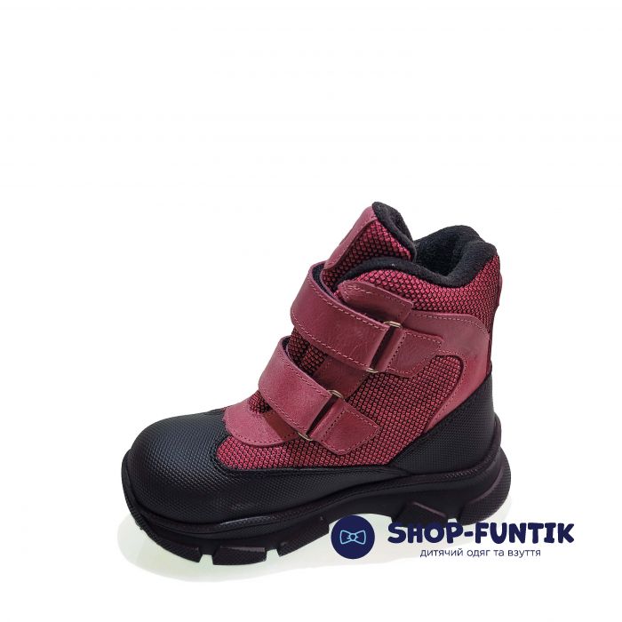 Ботинки  Minicolor малиновые на двух липучках  2591-11