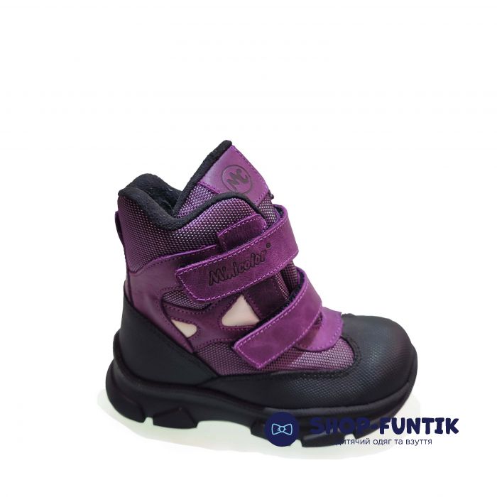 Ботинки  Minicolor фиолетовые на двух липучках 2591-9