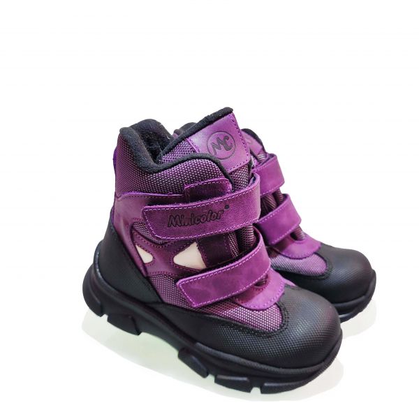 Ботинки  Minicolor фиолетовые на двух липучках 2591-9