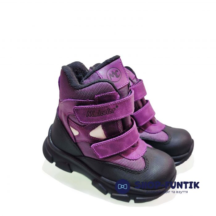 Ботинки  Minicolor фиолетовые на двух липучках 2591-9