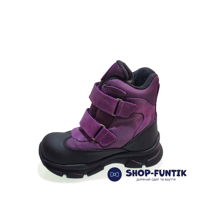 Ботинки  Minicolor фиолетовые на двух липучках 2591-9