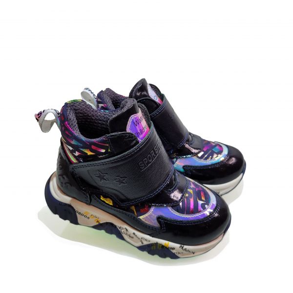 Ботинки Panda темно-синие с цветным принтом 13.0020.10