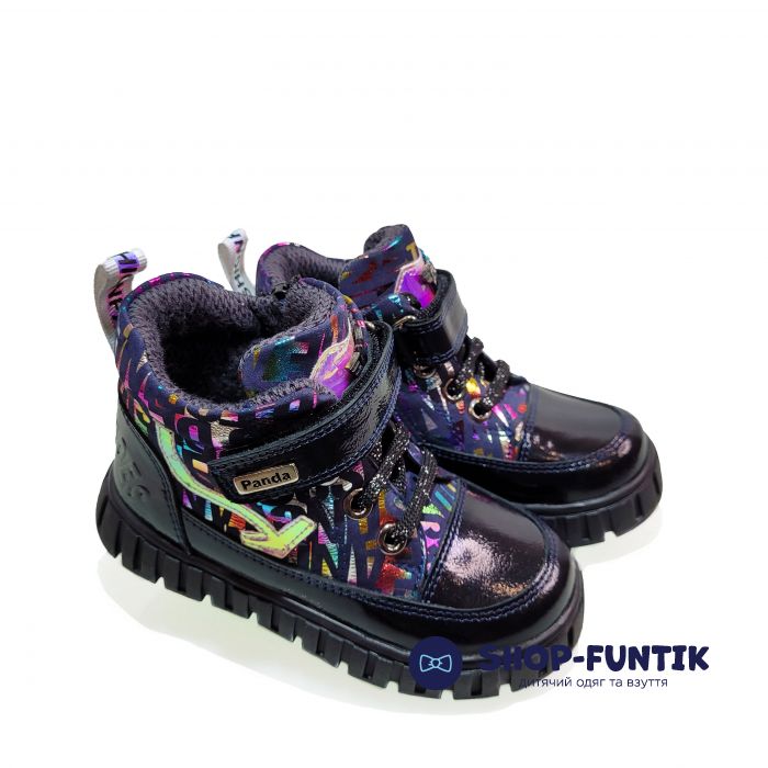 Ботинки Panda cиние с цветным принтом 13.0023.11