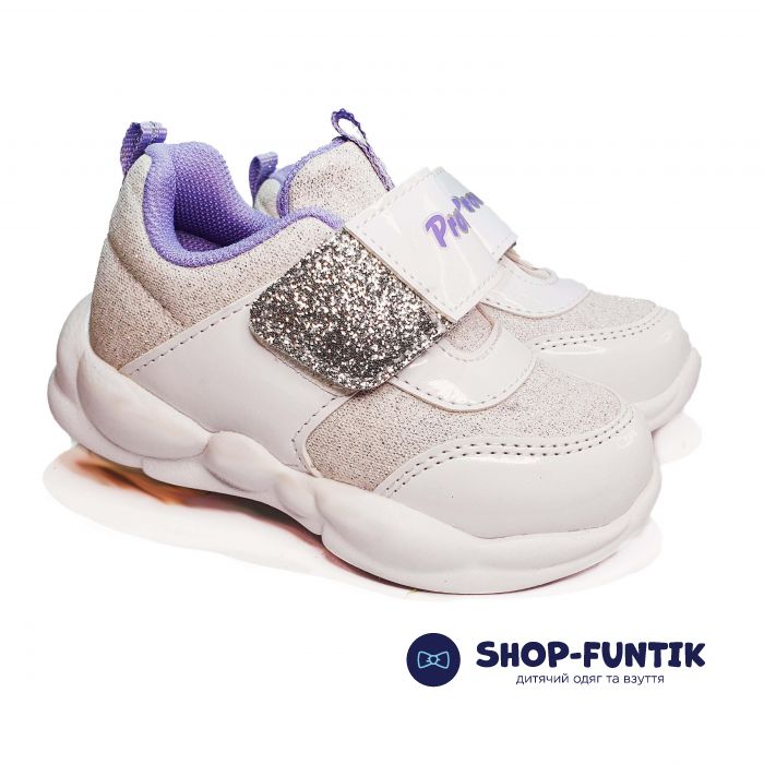 Кроссовки  Promax белые на липучке 1736-04