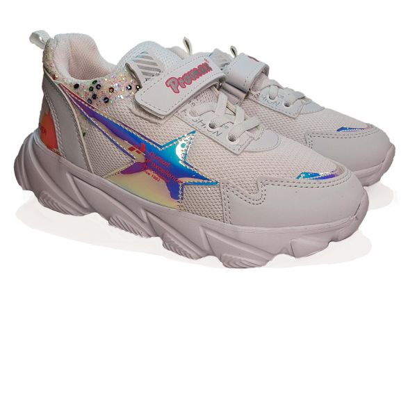 Кроссовки  Promax белые со стразами 1651-05