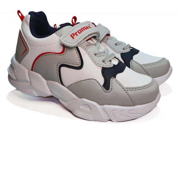 Кроссовки  Promax белые с серыми вставками 1715-01