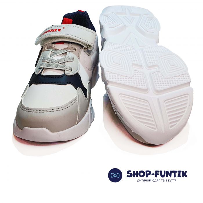 Кроссовки  Promax белые с серыми вставками 1715-01