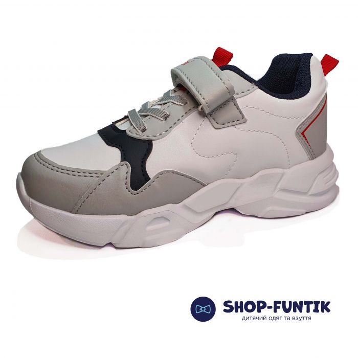 Кроссовки  Promax белые с серыми вставками 1715-01