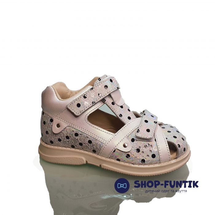 Сандалии Minimen белые с черными точками 2366-13-22А-03