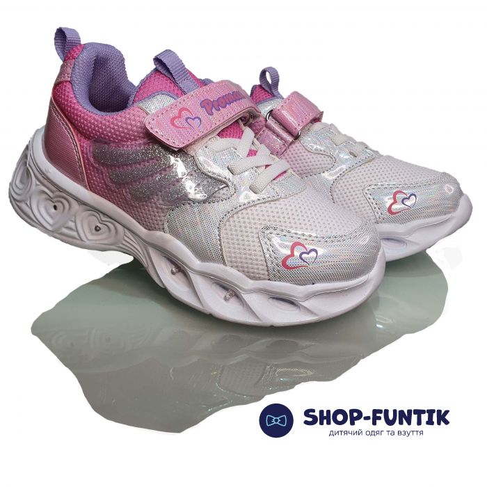 Кроссовки  Promax бело-розовые светящиеся 1771-07