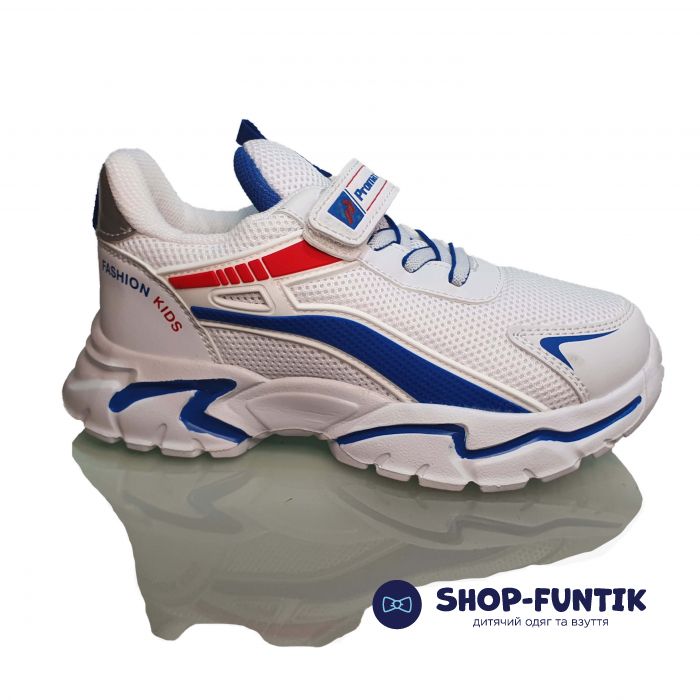 Кроссовки  Promax белые с голубыми элеиентами 1764-09