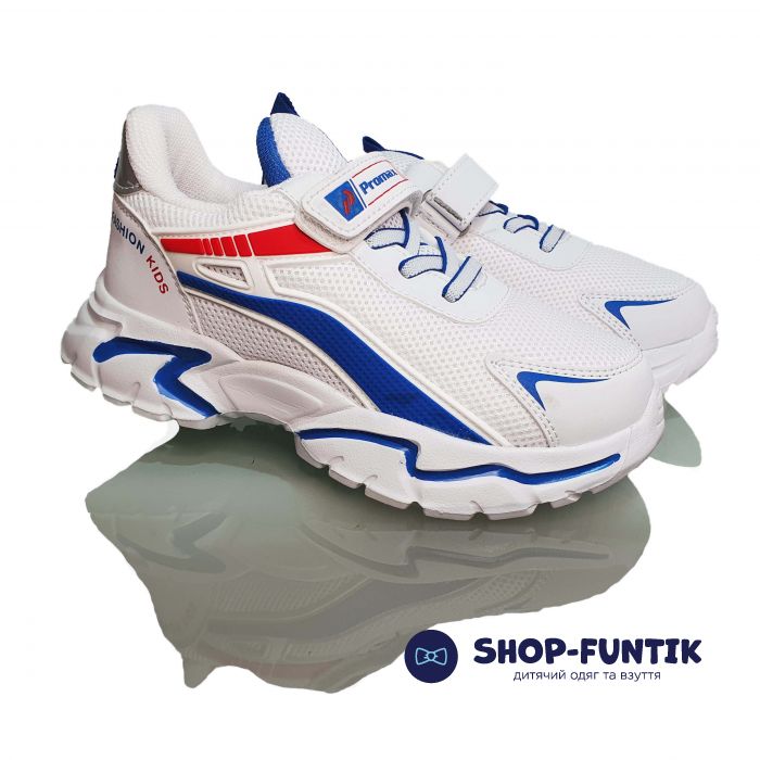 Кроссовки  Promax белые с голубыми элеиентами 1764-09