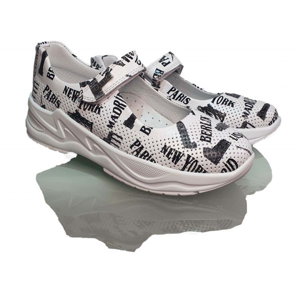 Туфли Panda белые с принтом 003.0010.422