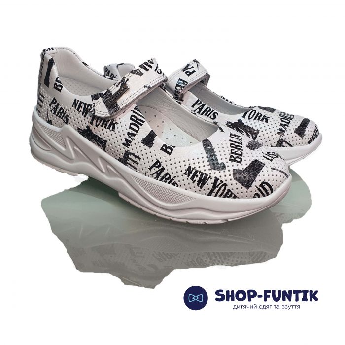 Туфли Panda белые с принтом 003.0010.422