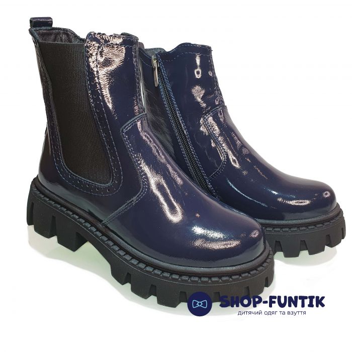 Ботинок Djoy темно-синие лакированные 001-500