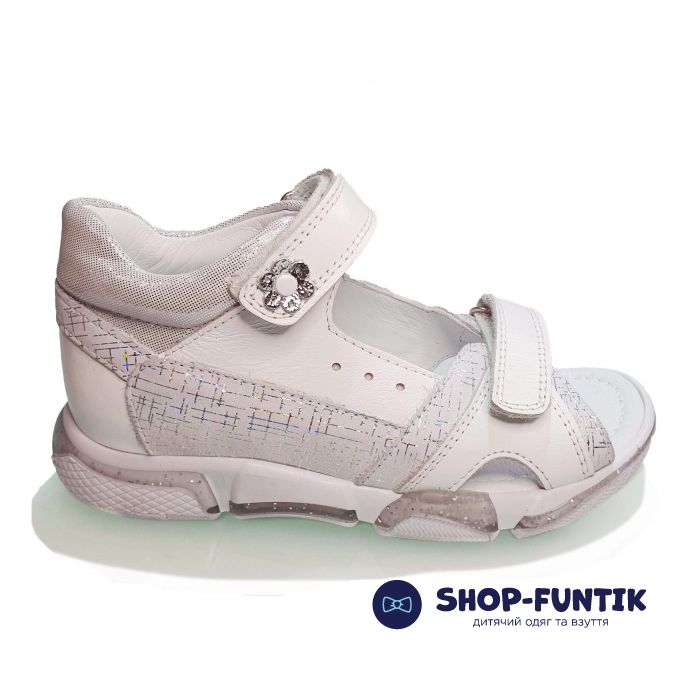 Сандалии Djoy белые с блестками 734-732