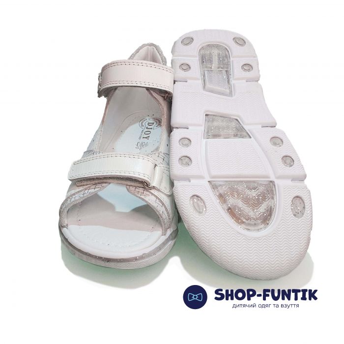 Сандалии Djoy белые с блестками 734-732