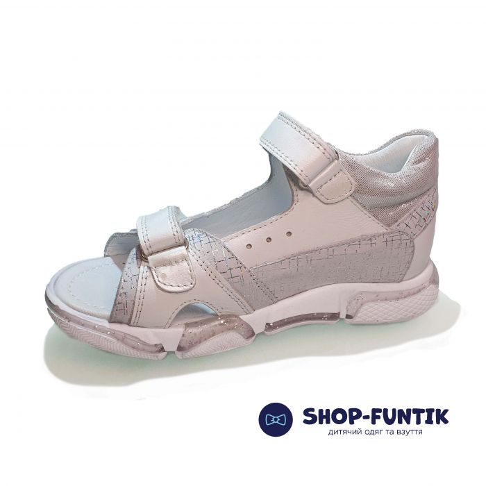 Сандалии Djoy белые с блестками 734-732