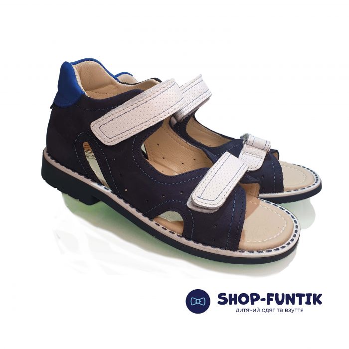 Сандалии Djoy темно-синие с двумя липучками 312-503