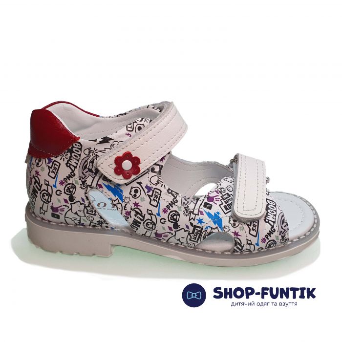 Сандалии Djoy белые с мультяшным принтом 01-143