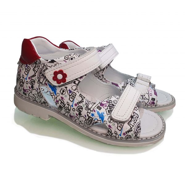 Сандалии Djoy белые с мультяшным принтом 01-143