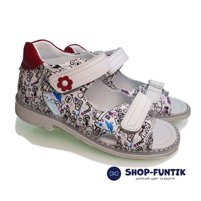 Сандалии Djoy белые с мультяшным принтом 01-143