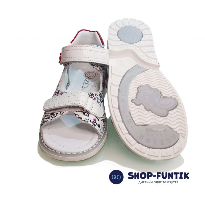 Сандалии Djoy белые с мультяшным принтом 01-143