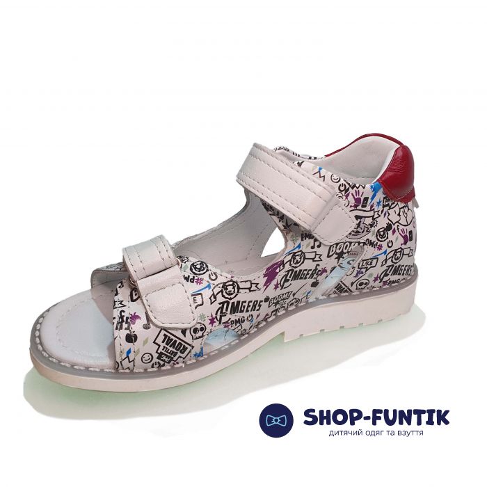 Сандалии Djoy белые с мультяшным принтом 01-143