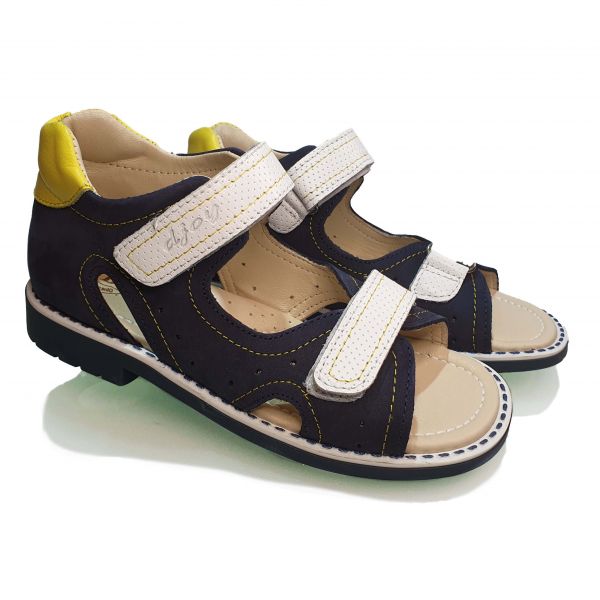 Сандалии Djoy темно-синие с белыми липучками 312-262