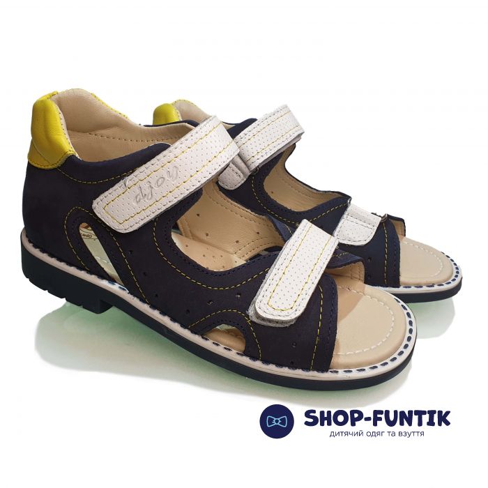 Сандалии Djoy темно-синие с белыми липучками 312-262