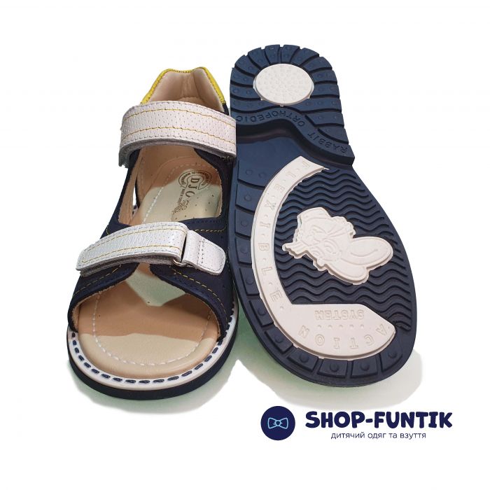 Сандалии Djoy темно-синие с белыми липучками 312-262