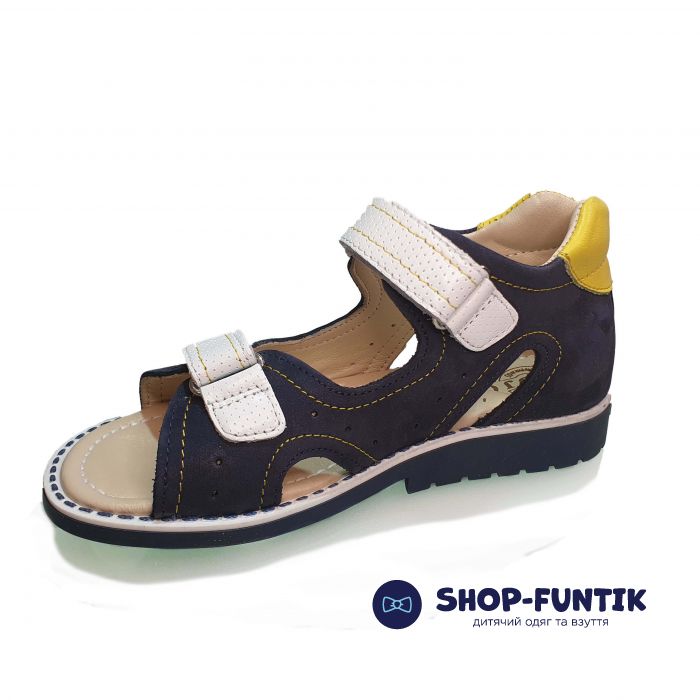 Сандалии Djoy темно-синие с белыми липучками 312-262