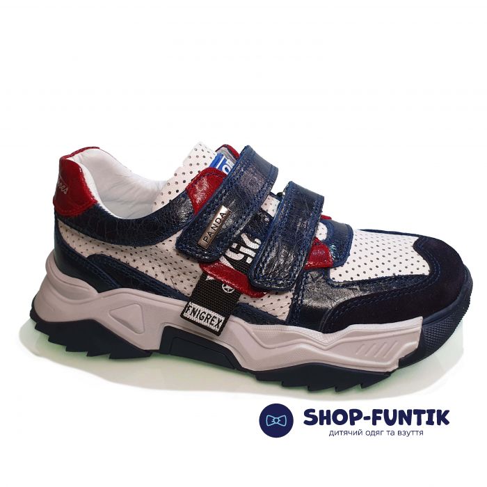 Кроссовки Panda белые с синими вставками 013.0035 F 1