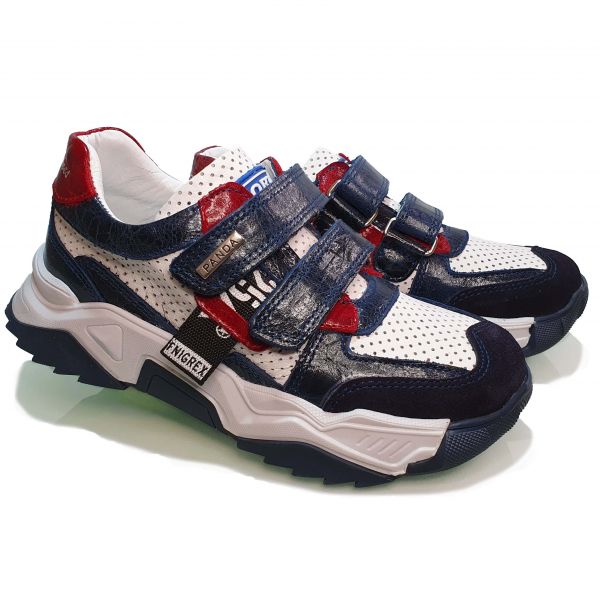 Кроссовки Panda белые с синими вставками 013.0035 F 1