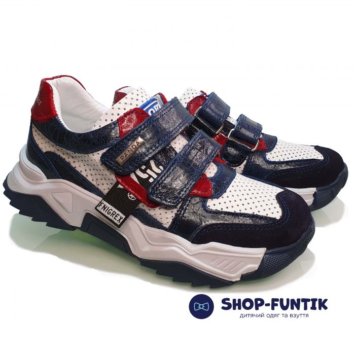 Кроссовки Panda белые с синими вставками 013.0035 F 1