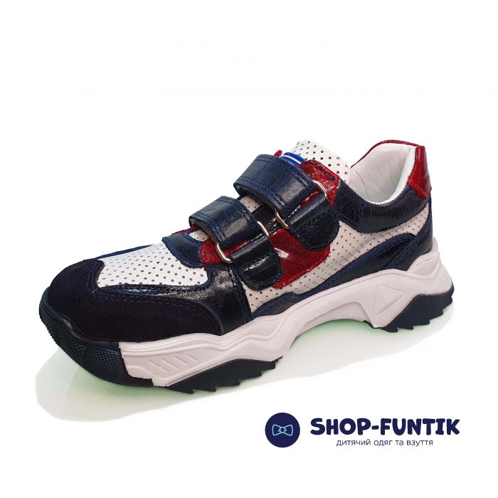 Кроссовки Panda белые с синими вставками 013.0035 F 1