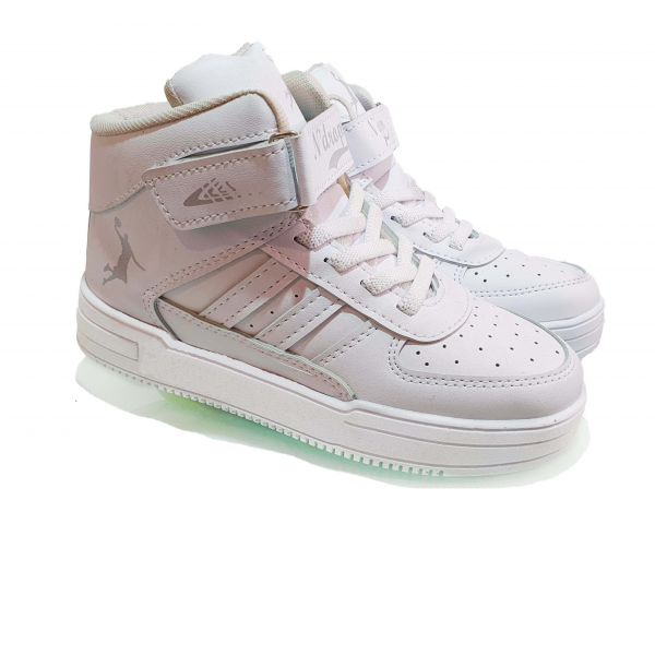 Кроссовки Minican белые с белыми полосками 08-1