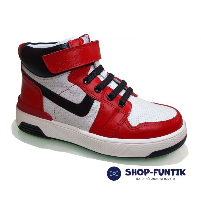 Кроссовки  Djoy красные с бело-черными вставками высокие 171--043