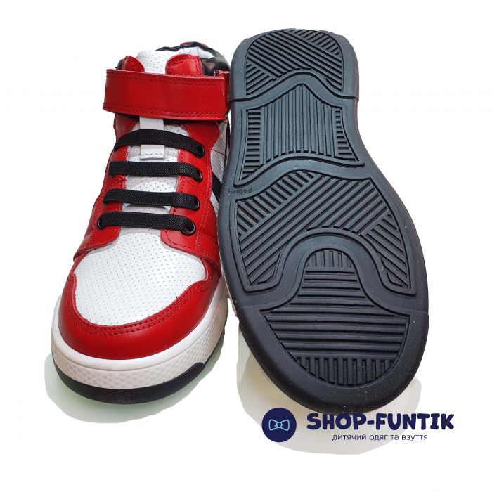 Кроссовки  Djoy красные с бело-черными вставками высокие 171--043