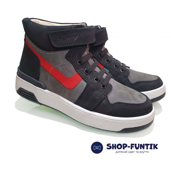 Кроссовки  Djoy серые с черными вставками высокие 171--142