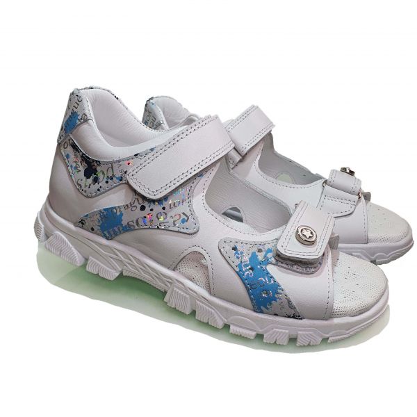 Сандалии Panda белые с серебристыми вставками 0120.12