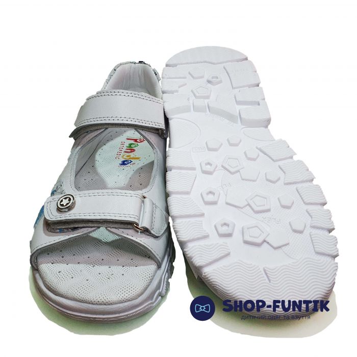 Сандалии Panda белые с серебристыми вставками 0120.12