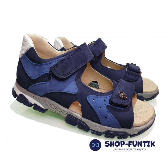 Сандалии Panda темно-синие с голубыми вставками 002.01