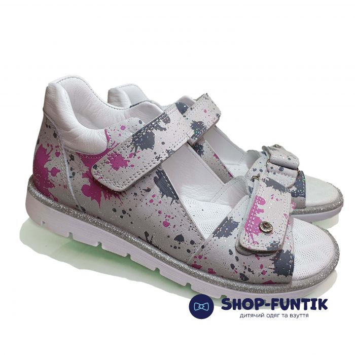 Сандалии Panda серые с абстрактным принтом 32.516