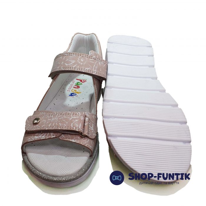 Сандалии Panda пудровые с цветочным принтом 002.0032