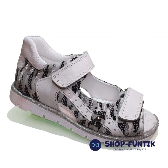 Сандалии Panda белые с анималистическим принтом 495.13