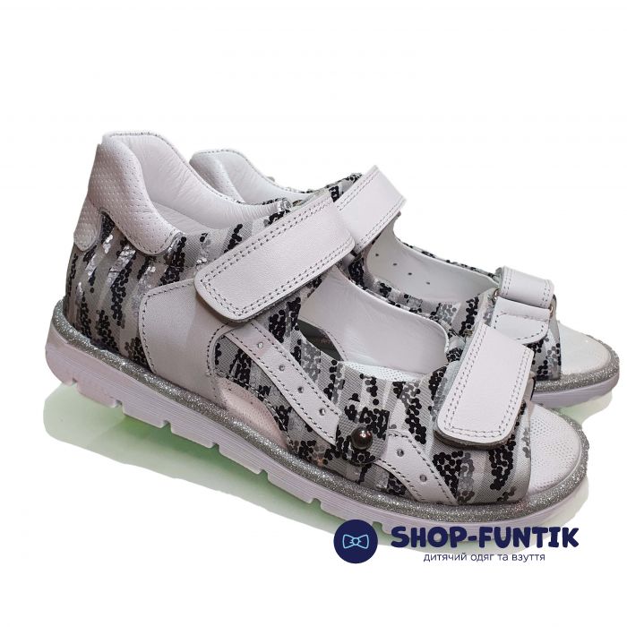 Сандалии Panda белые с анималистическим принтом 495.13