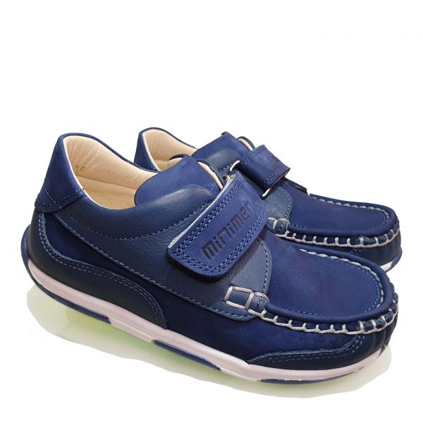 Мокасины Minimen темно-синие с замшевыми вставками