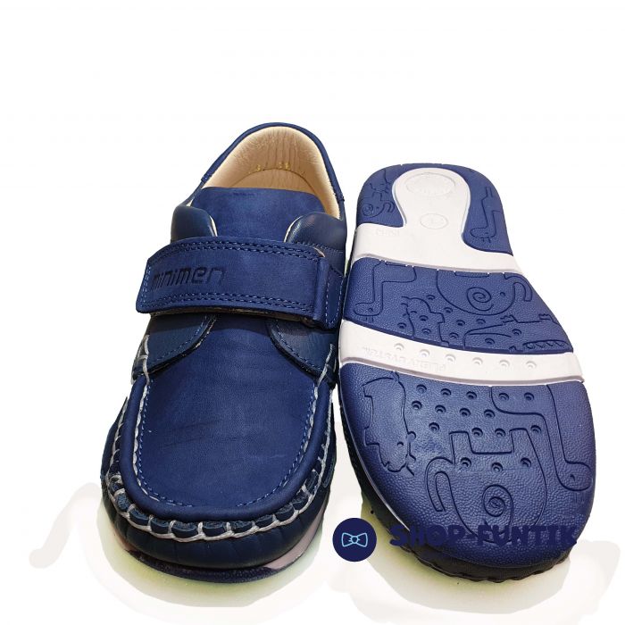 Мокасины Minimen темно-синие с замшевыми вставками