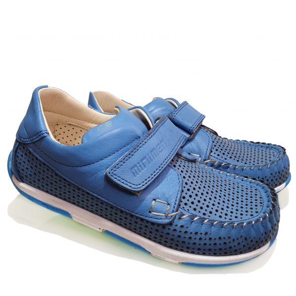 Мокасины Minimen голубые с перфорацией 04-062-13